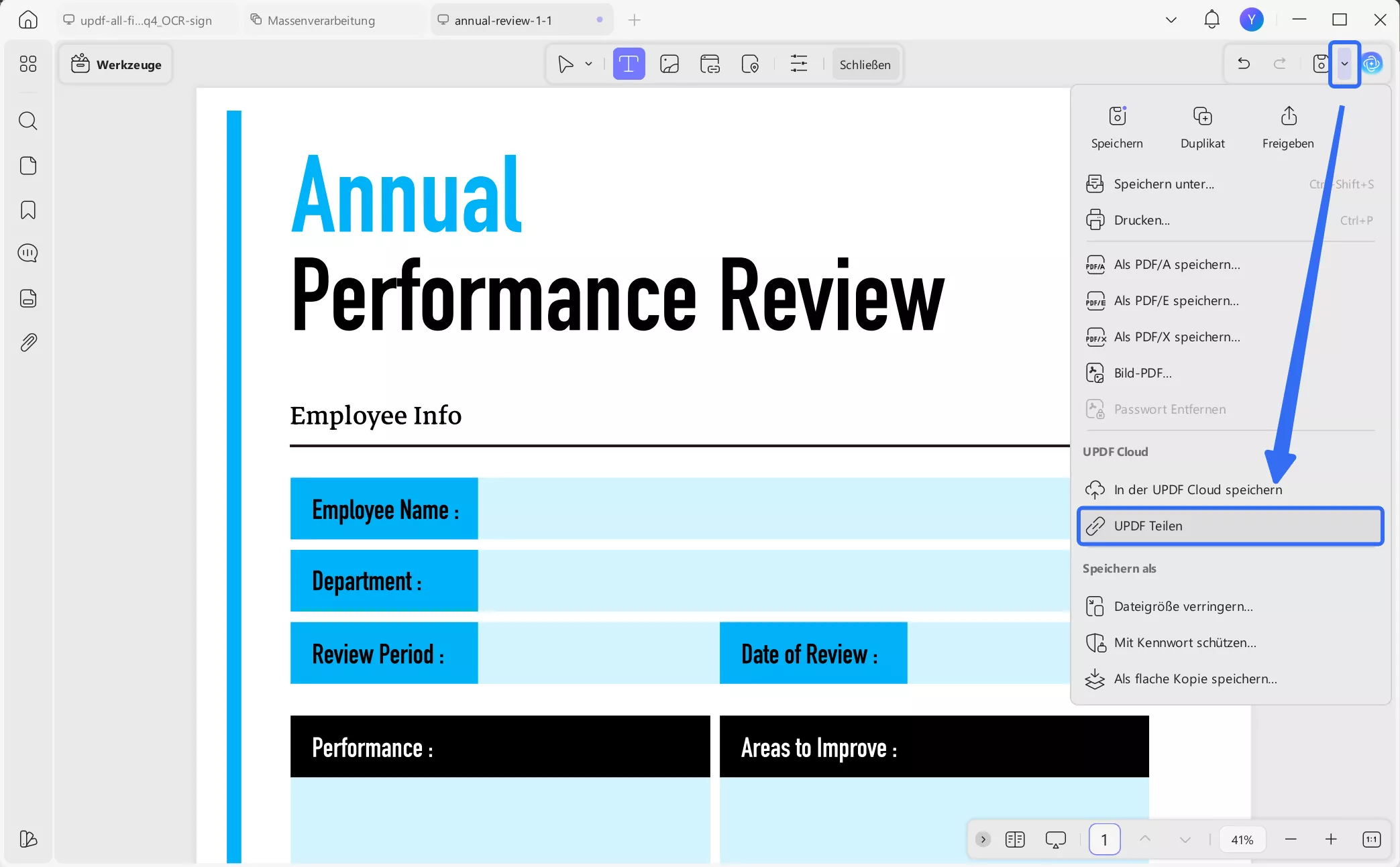 Vorlage für die jährliche Mitarbeiterbeurteilung teilen