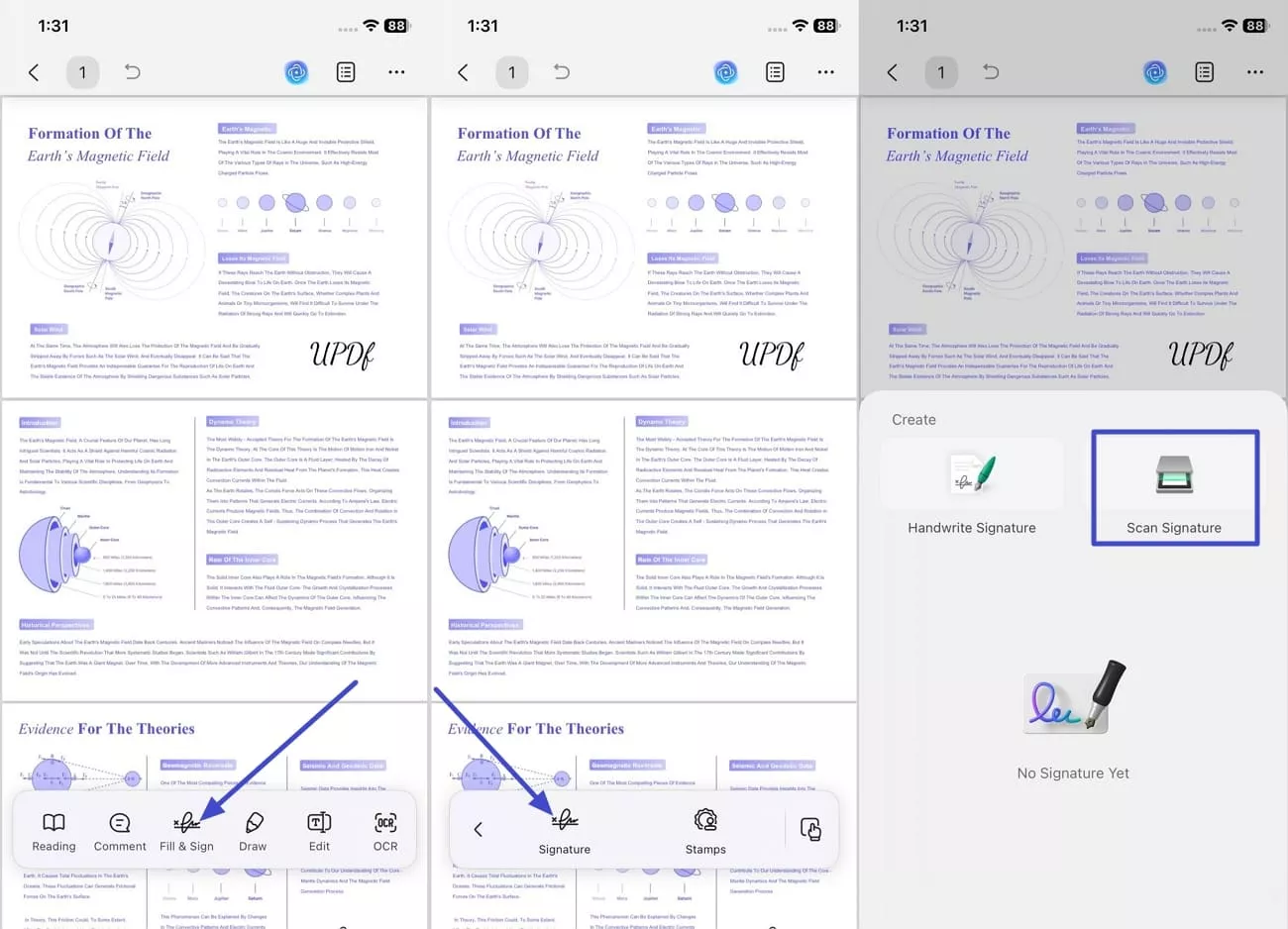scan signatuure updf mobile camera