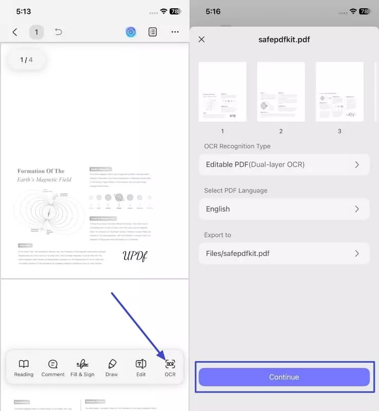  updf mobile signature pdf ocr