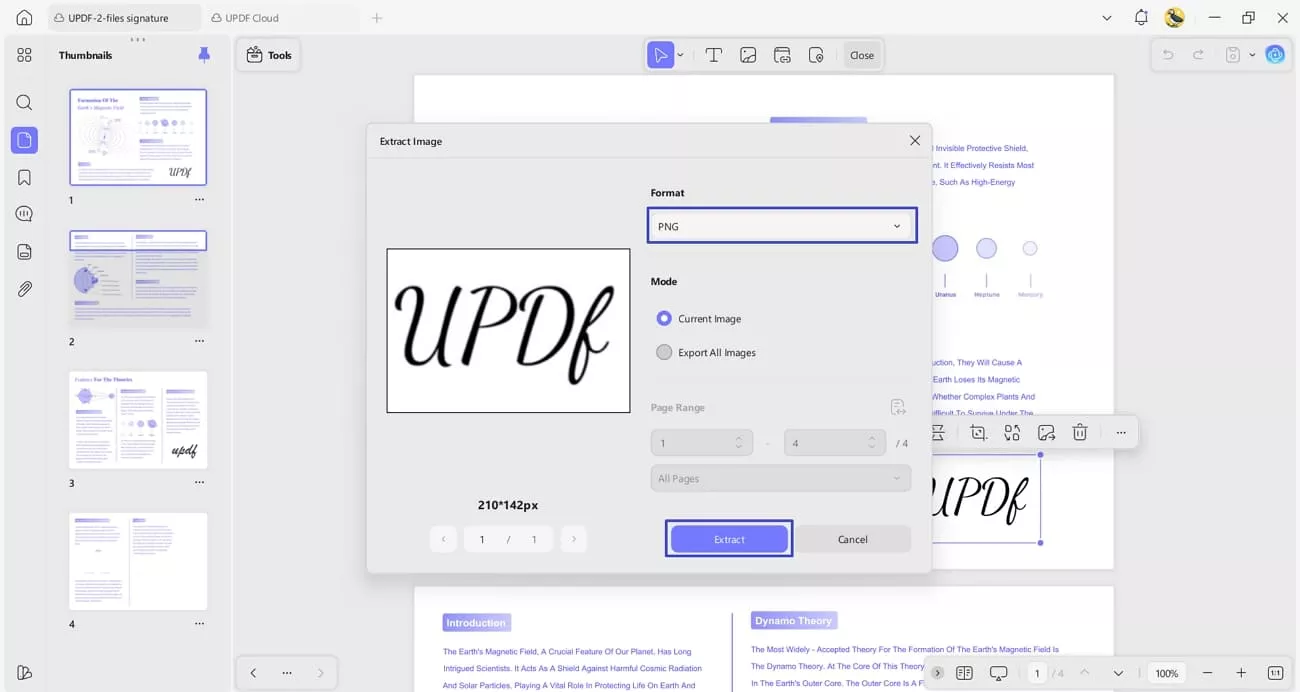 extract image signature updf