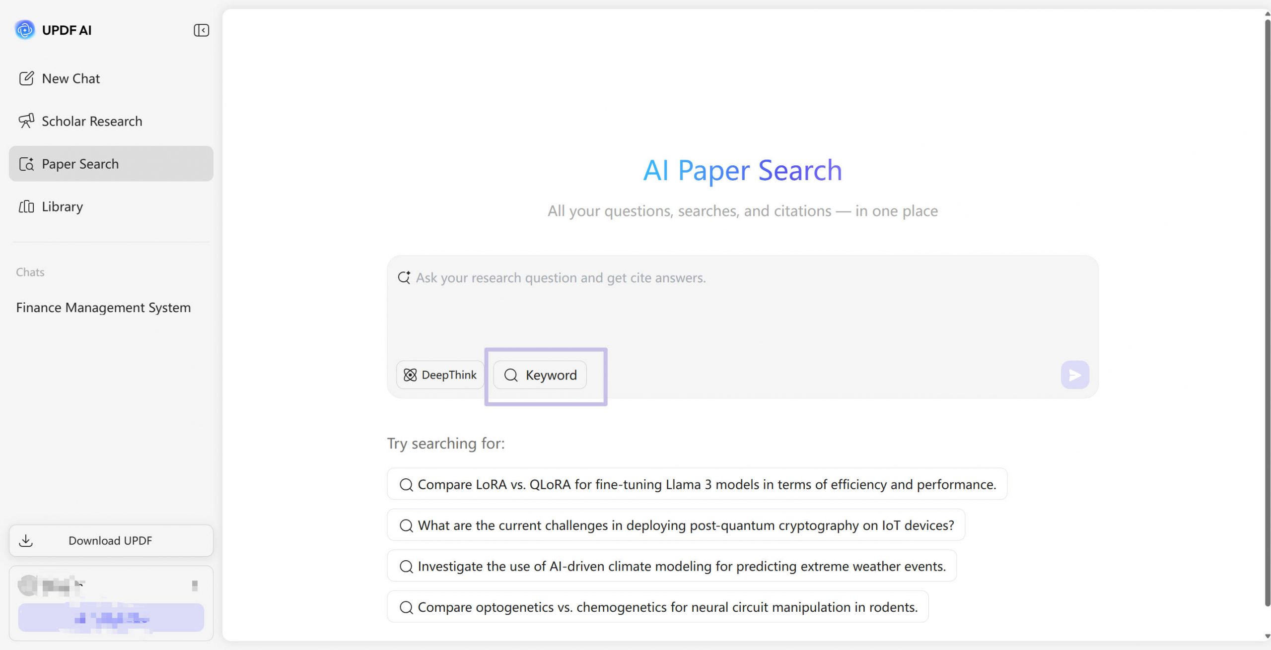 enter keyword and search