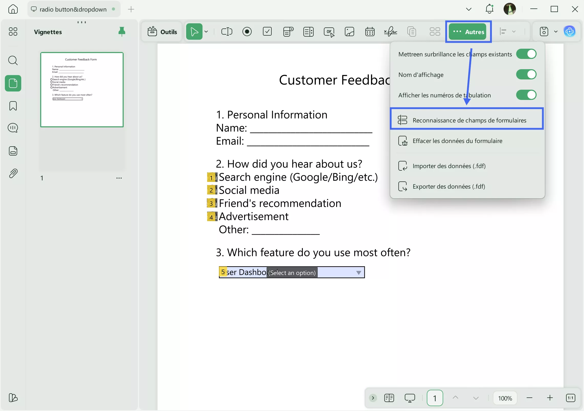 créer un formulaire PDF