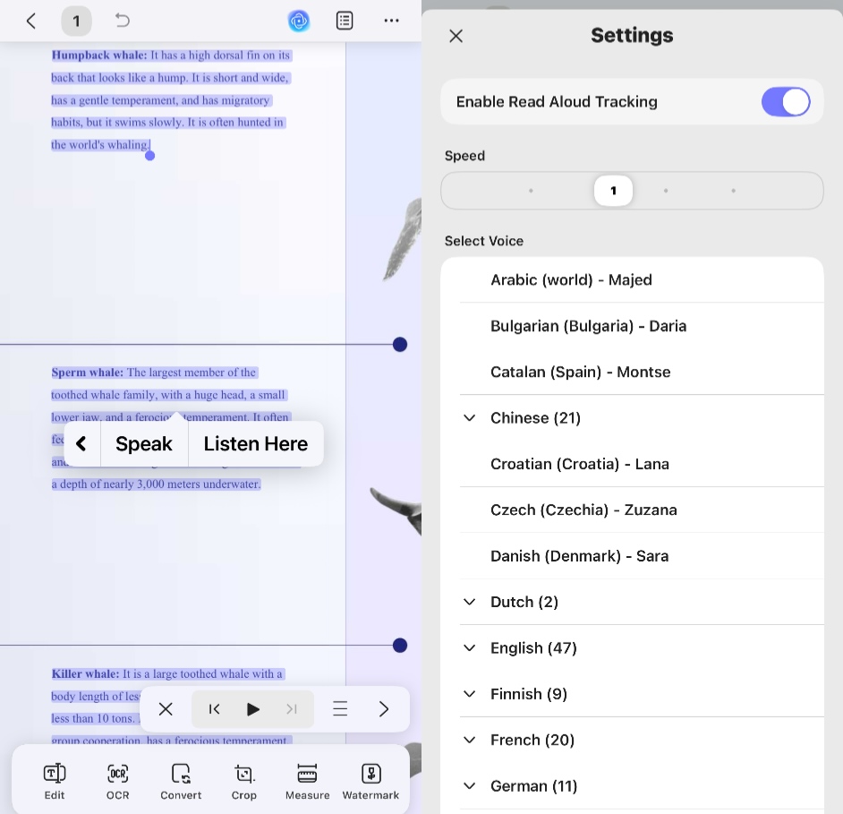 full text read aloud updf ios