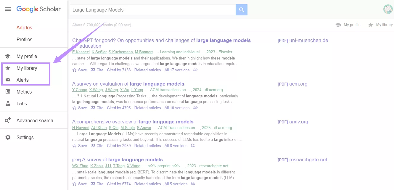 alerts and library options