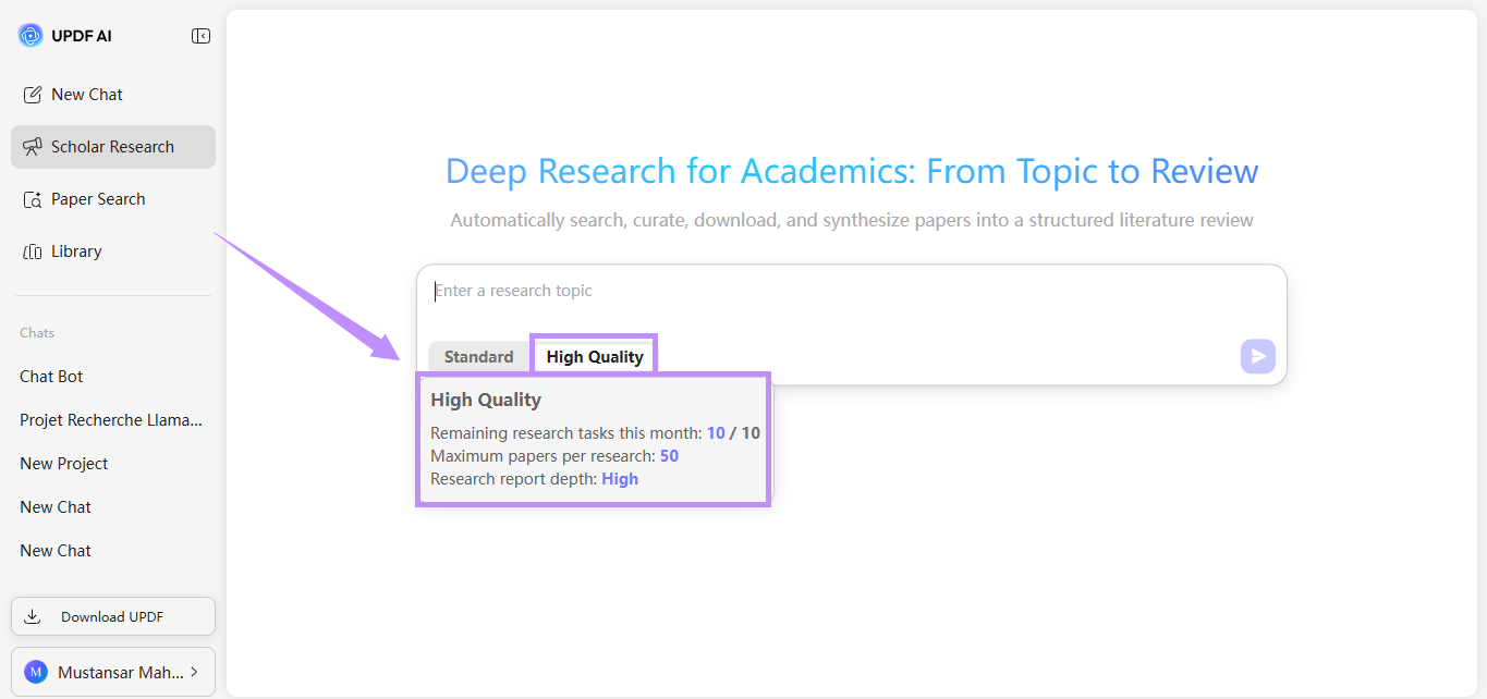 updf ai online scholar research