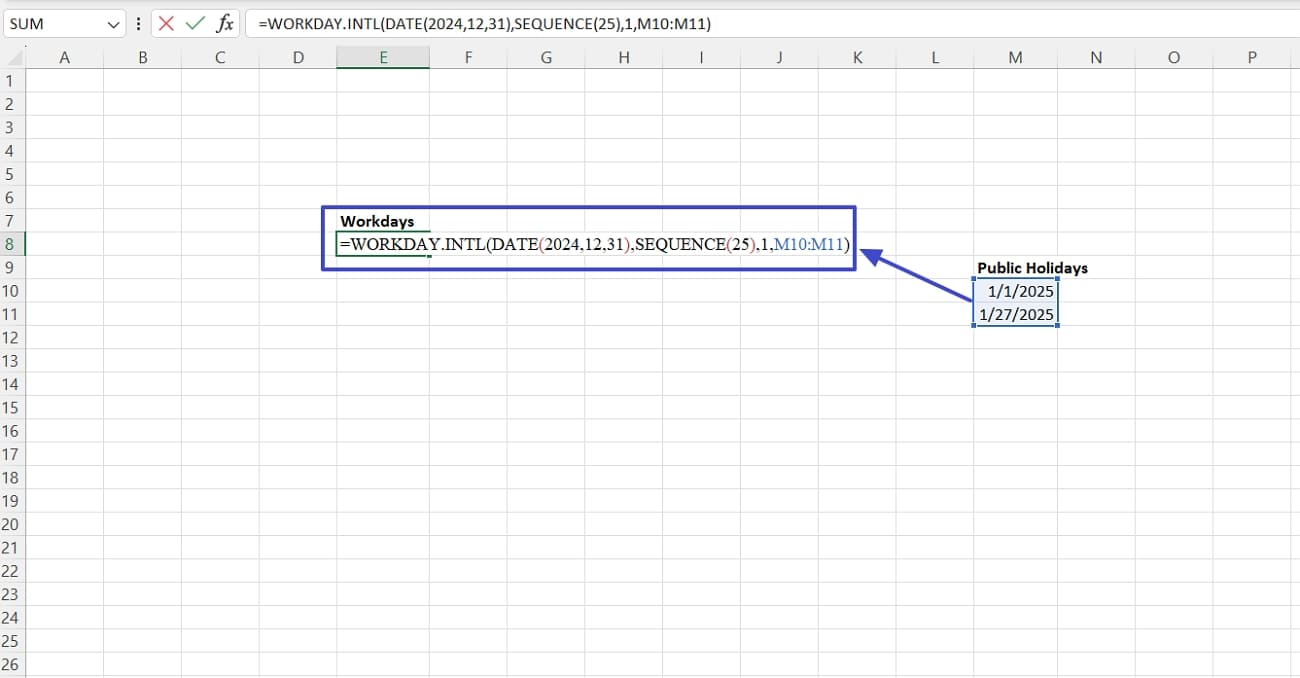 workdays no weekends function excel