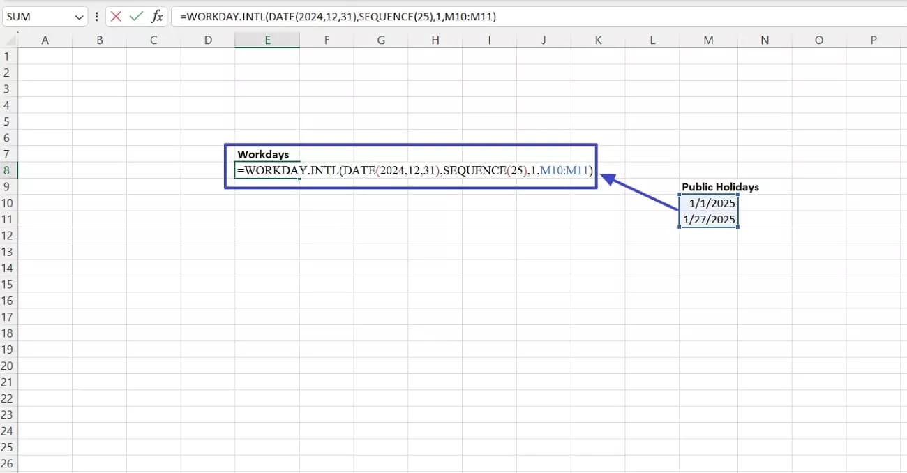 workdays no weekends function excel