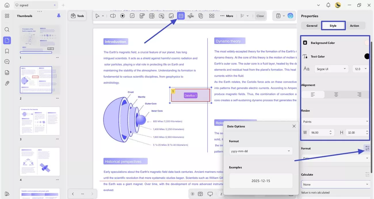 adjust date field format