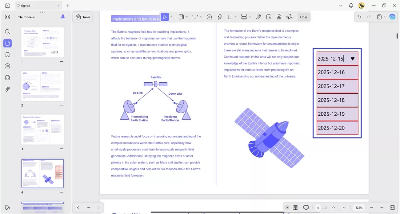 enter dates in fields