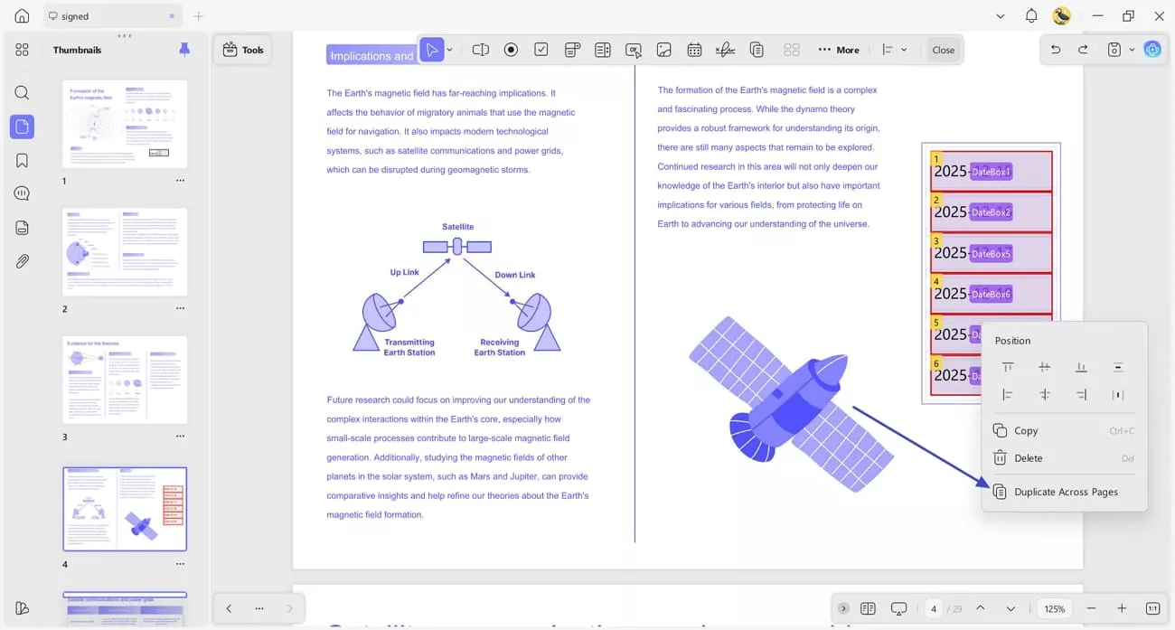 duplicate date field across pages