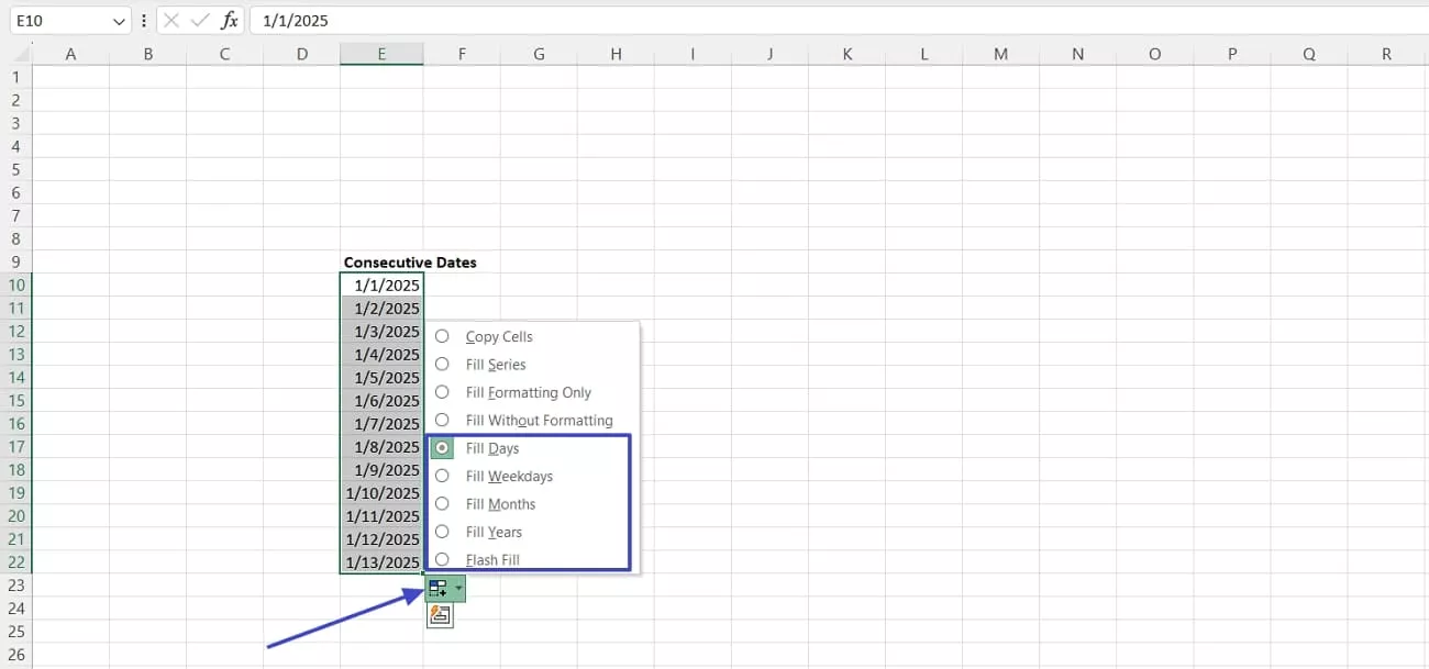 fill weekends date list