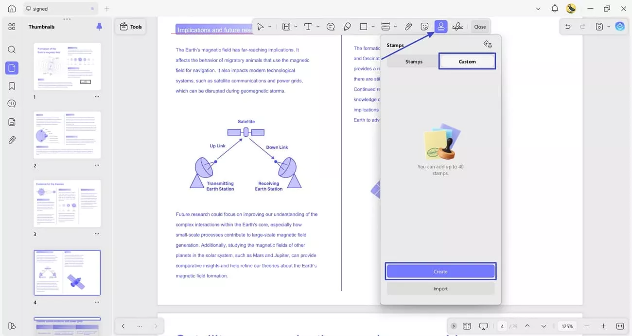 create new updf stamp