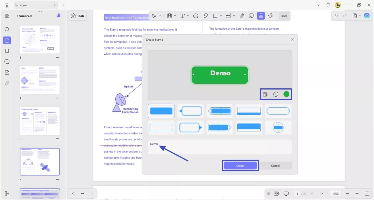 customize time stamp updf