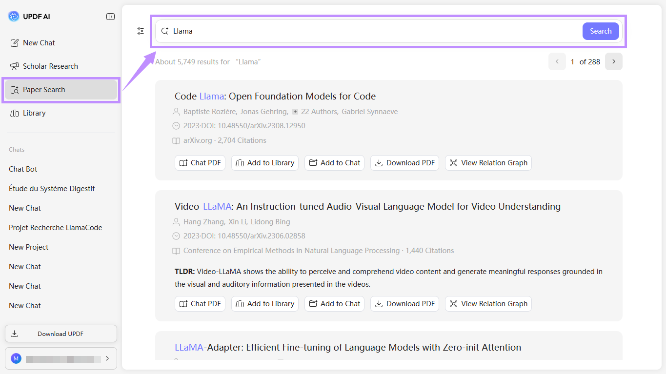 updf ai online paper search