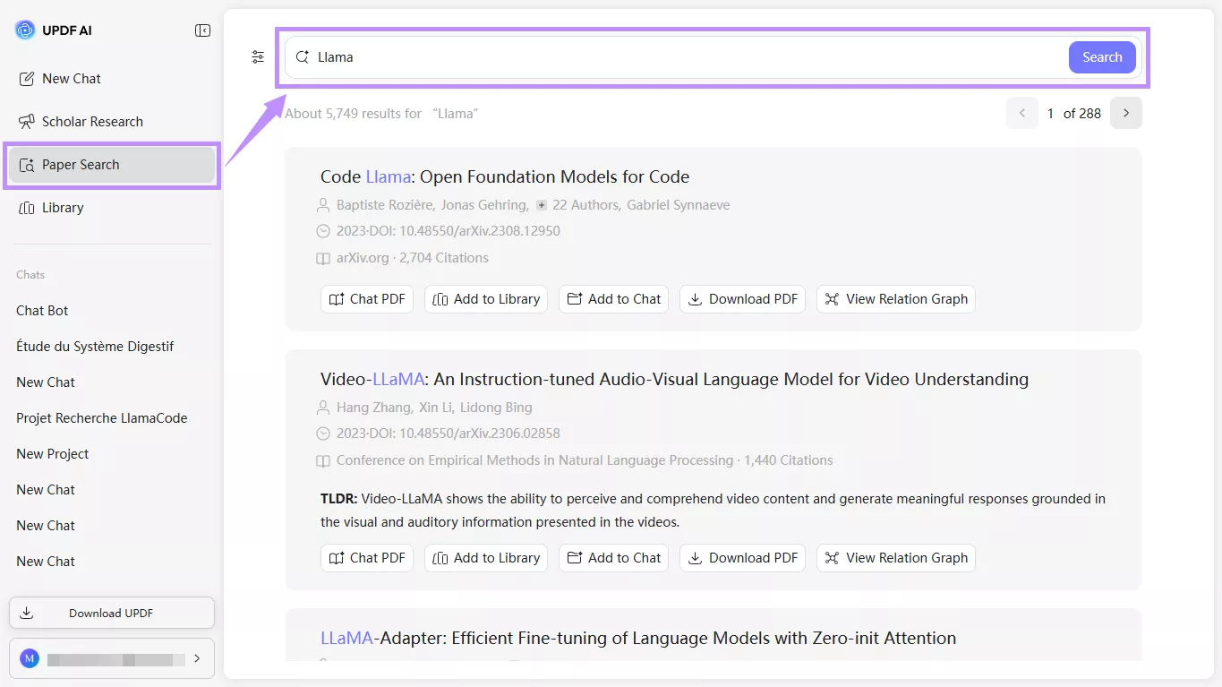 updf ai online paper search