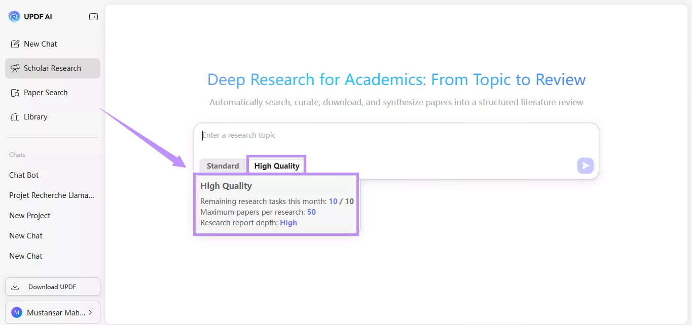 updf ai online scholar research