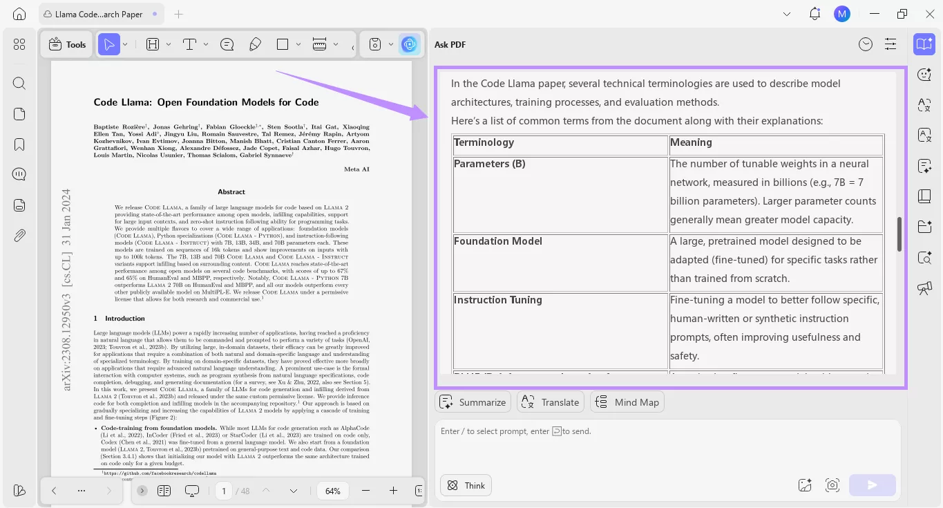 explaining terminologies with updf ai