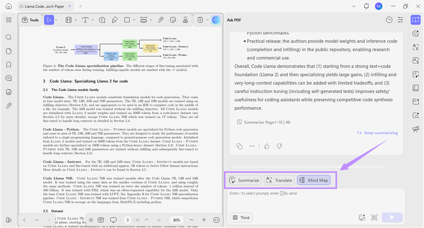 summarize, translate, create mindmaps with updf ai