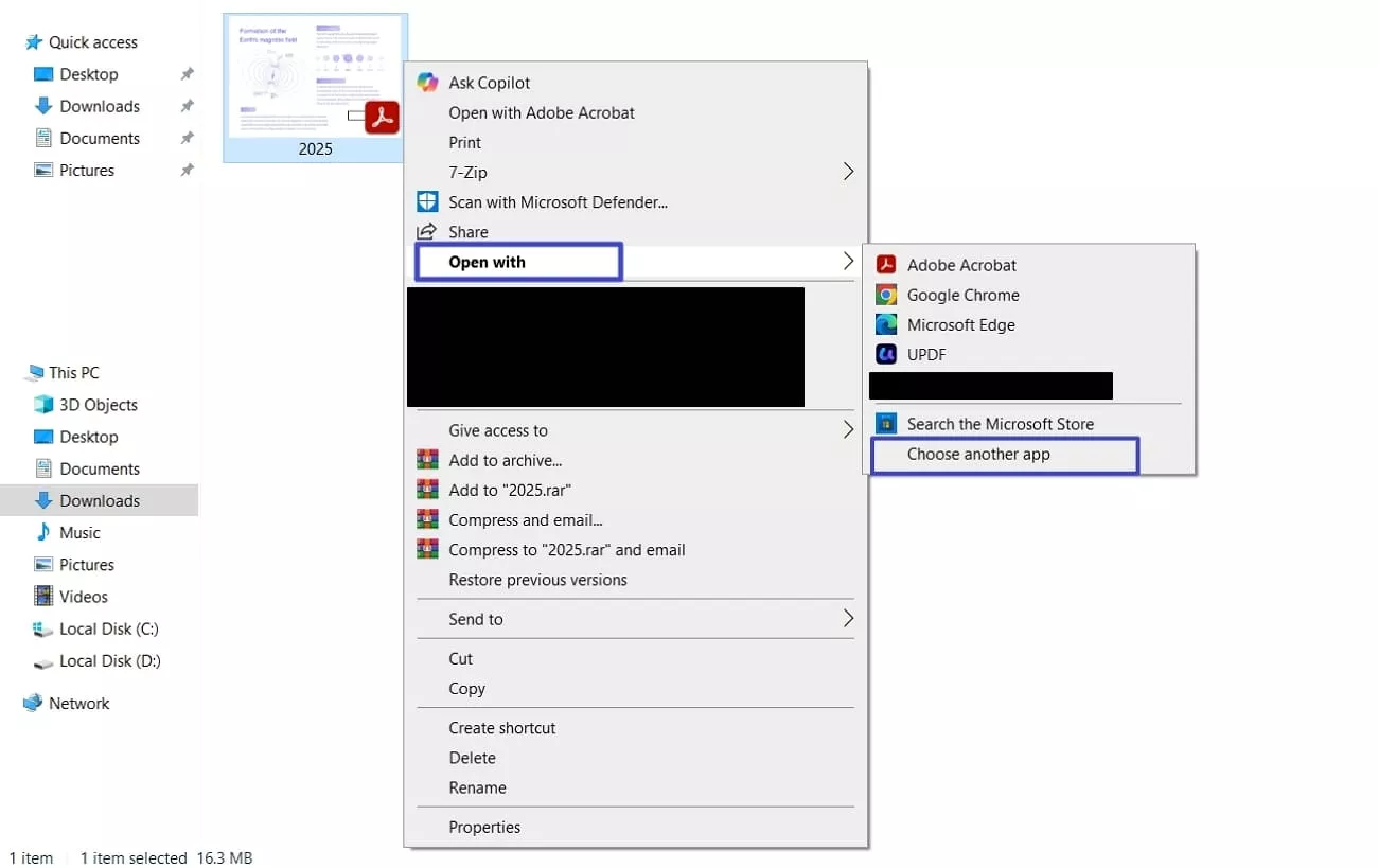 access open with option pdf