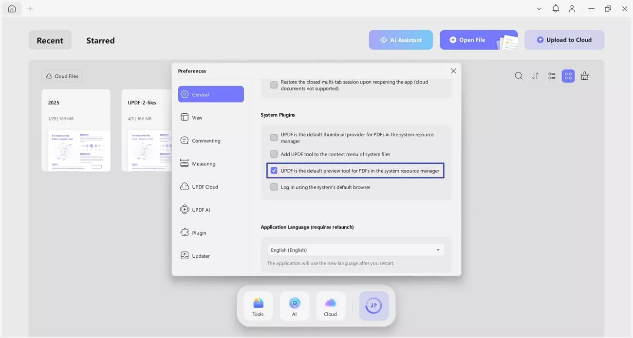 set updf tool default pdf viewer