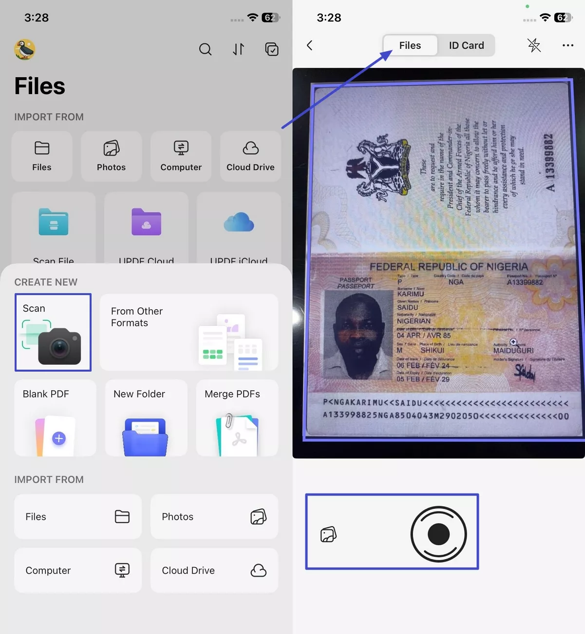 access scan capture passport