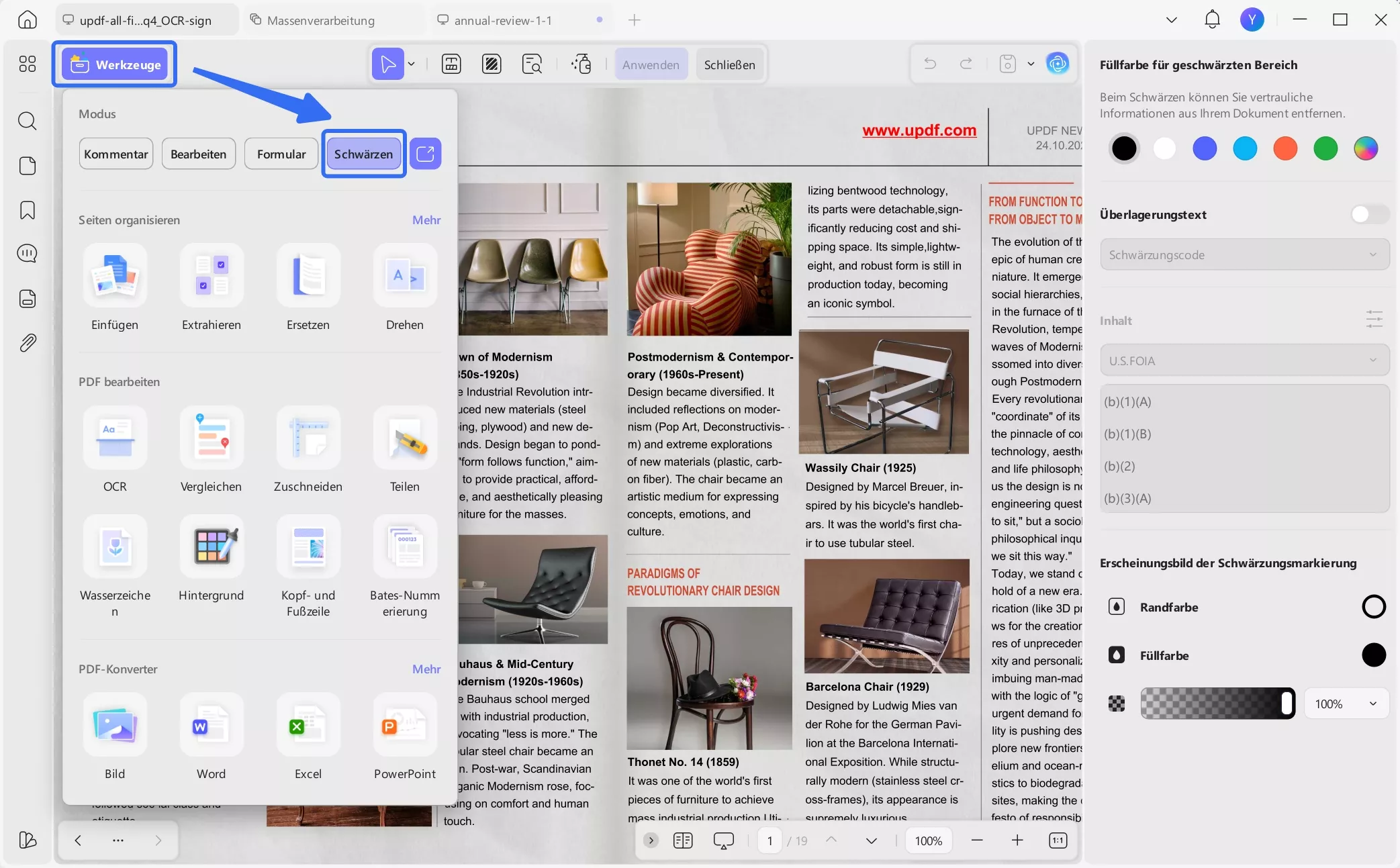 So redigieren Sie in der Vorschau Zugriff auf die Redigierungswerkzeuge