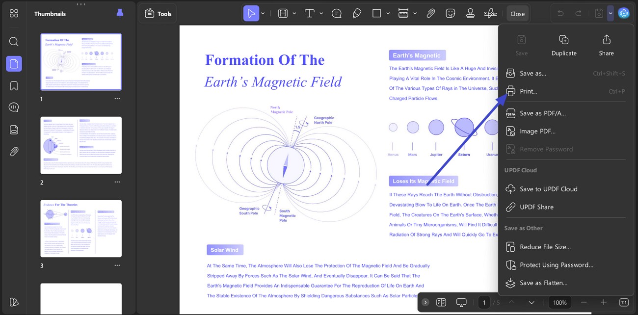  access the print option