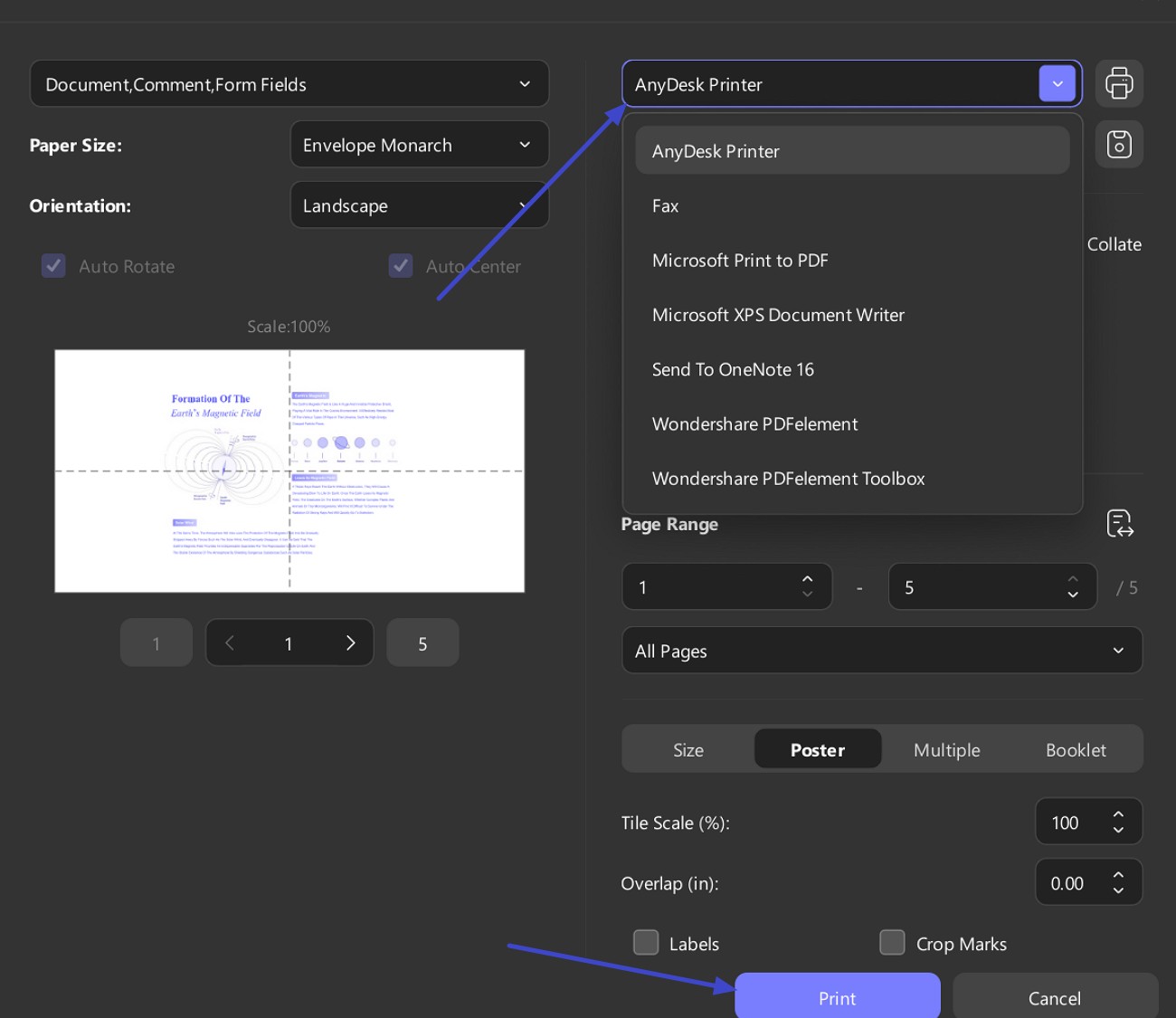 click on the print option