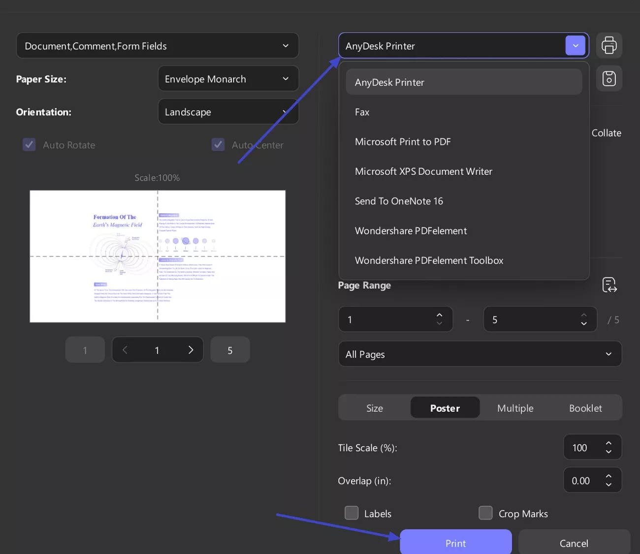 click on the print option