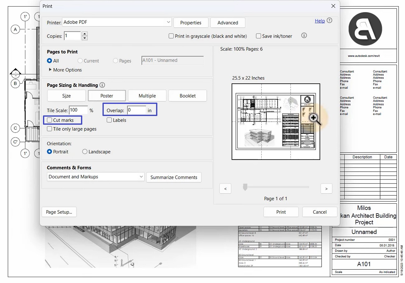 check cut marks option