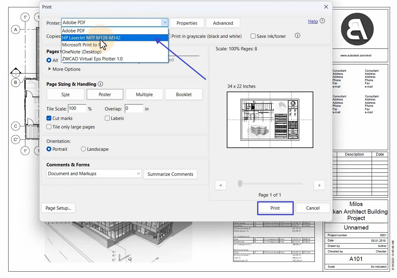 choose printer to print