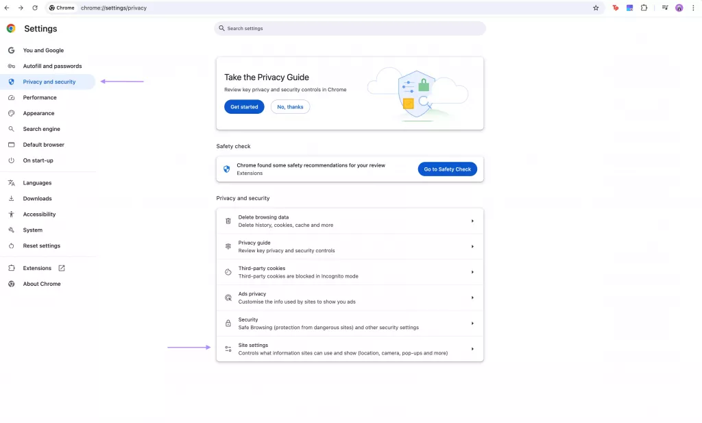 調整瀏覽器設定