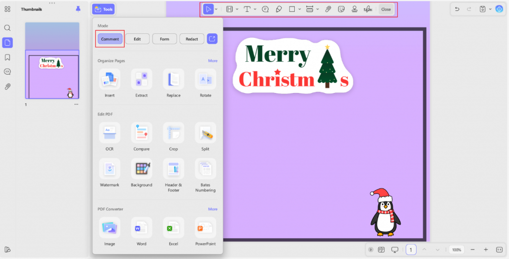 annotating minted card with shapes, drawings, and stickers in updf