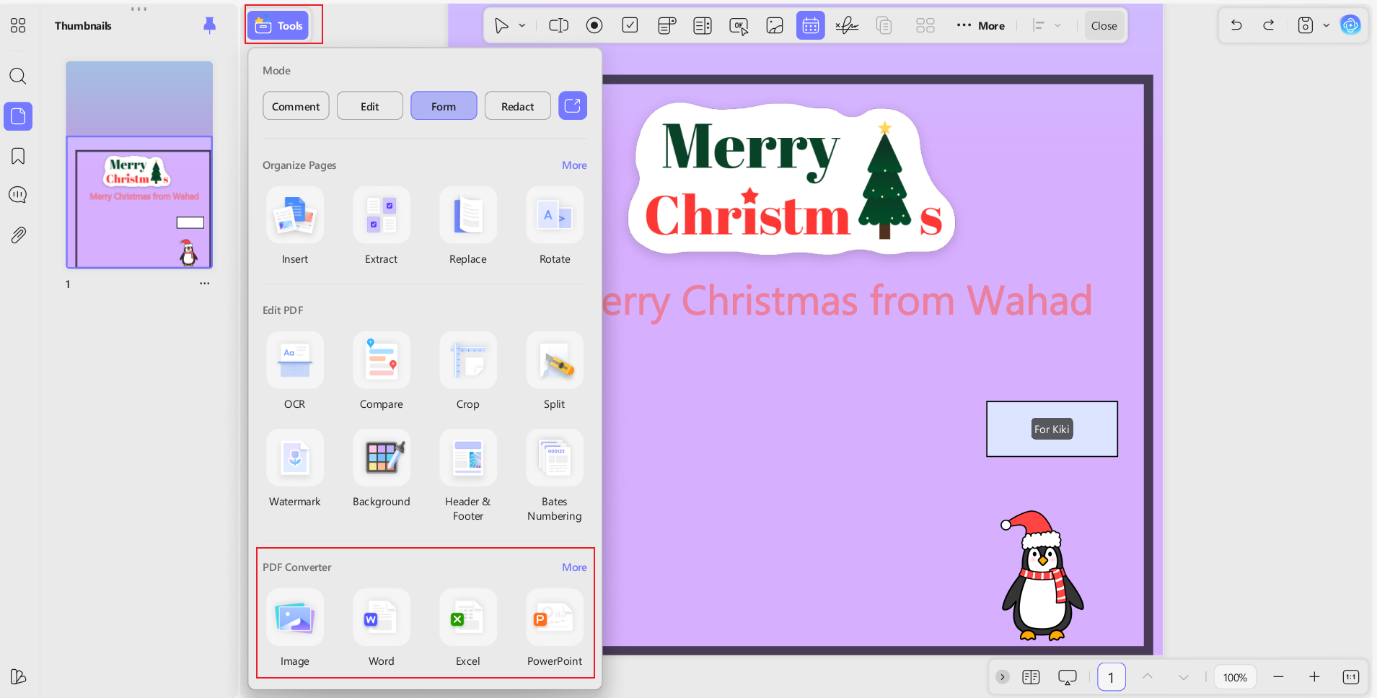 exporting and sharing minted christmas card in updf-1