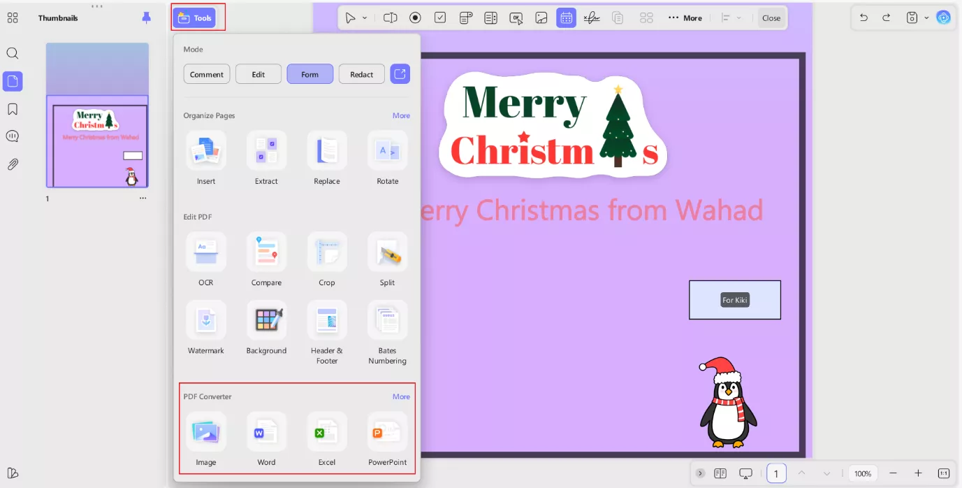 exporting and sharing minted christmas card in updf-1