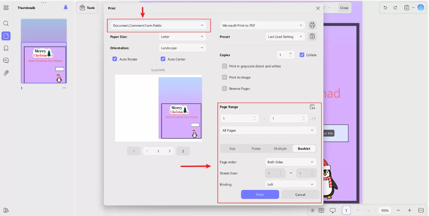 printing minted christmas card using updf print settings 