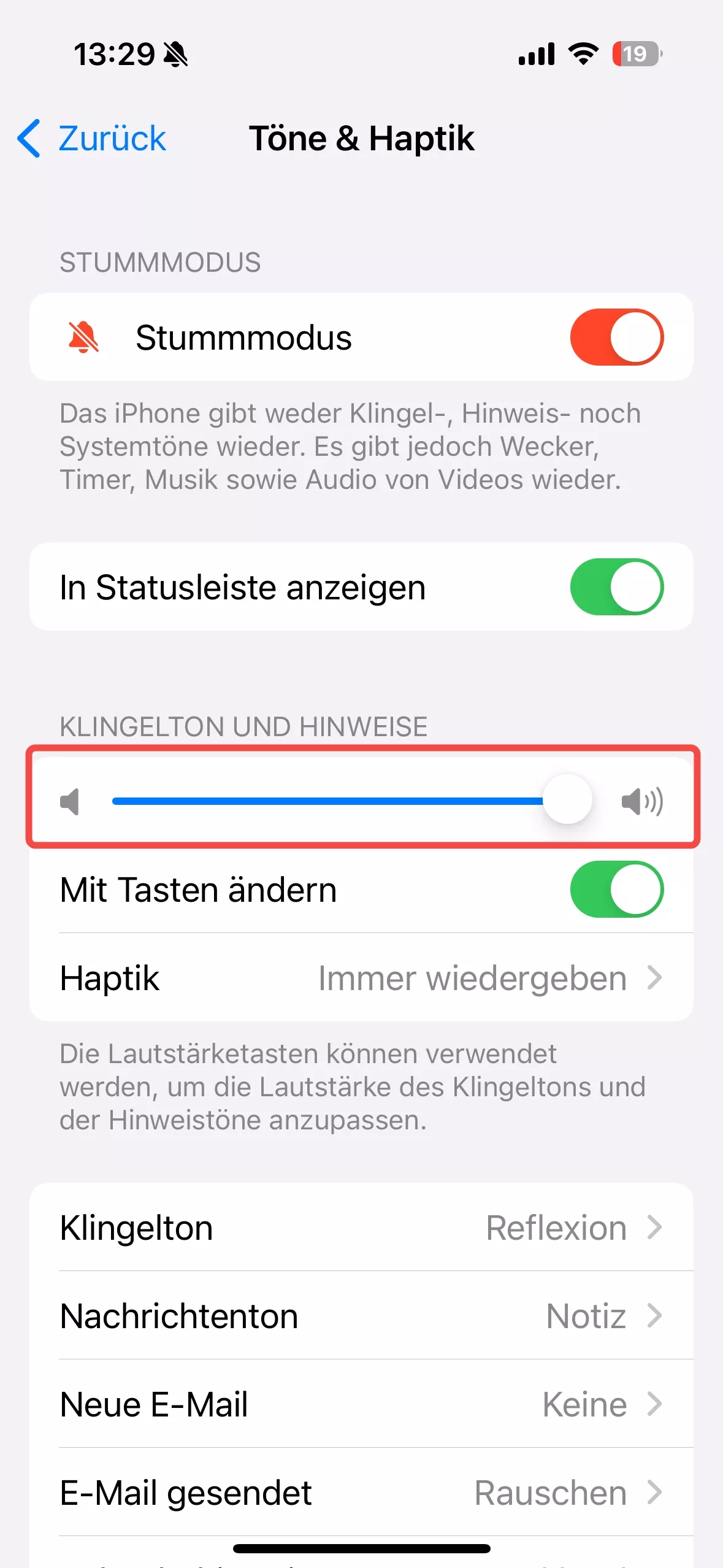 Klingelton und Hinweise