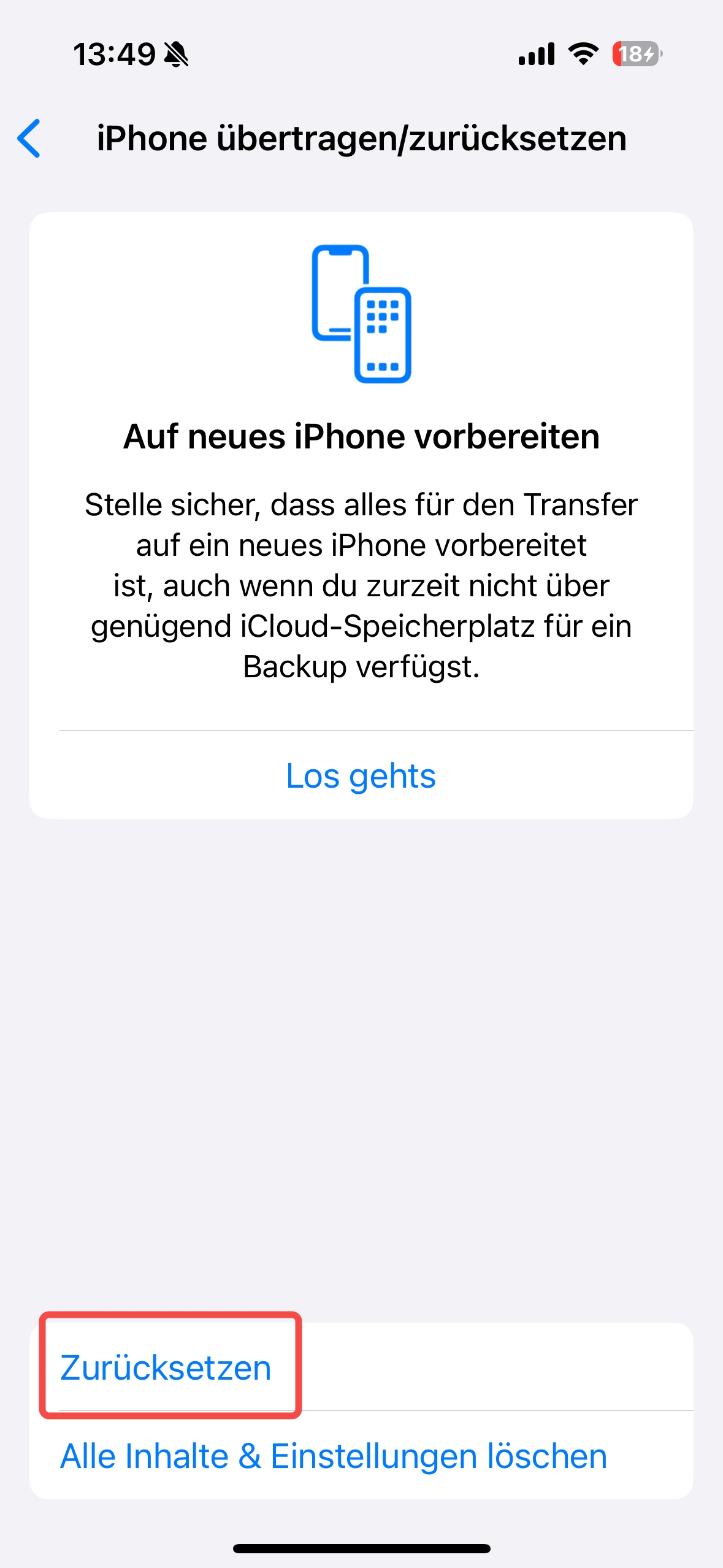 Zurücksetzen