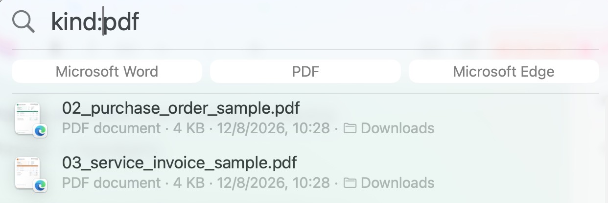 limit results to pdf only mac