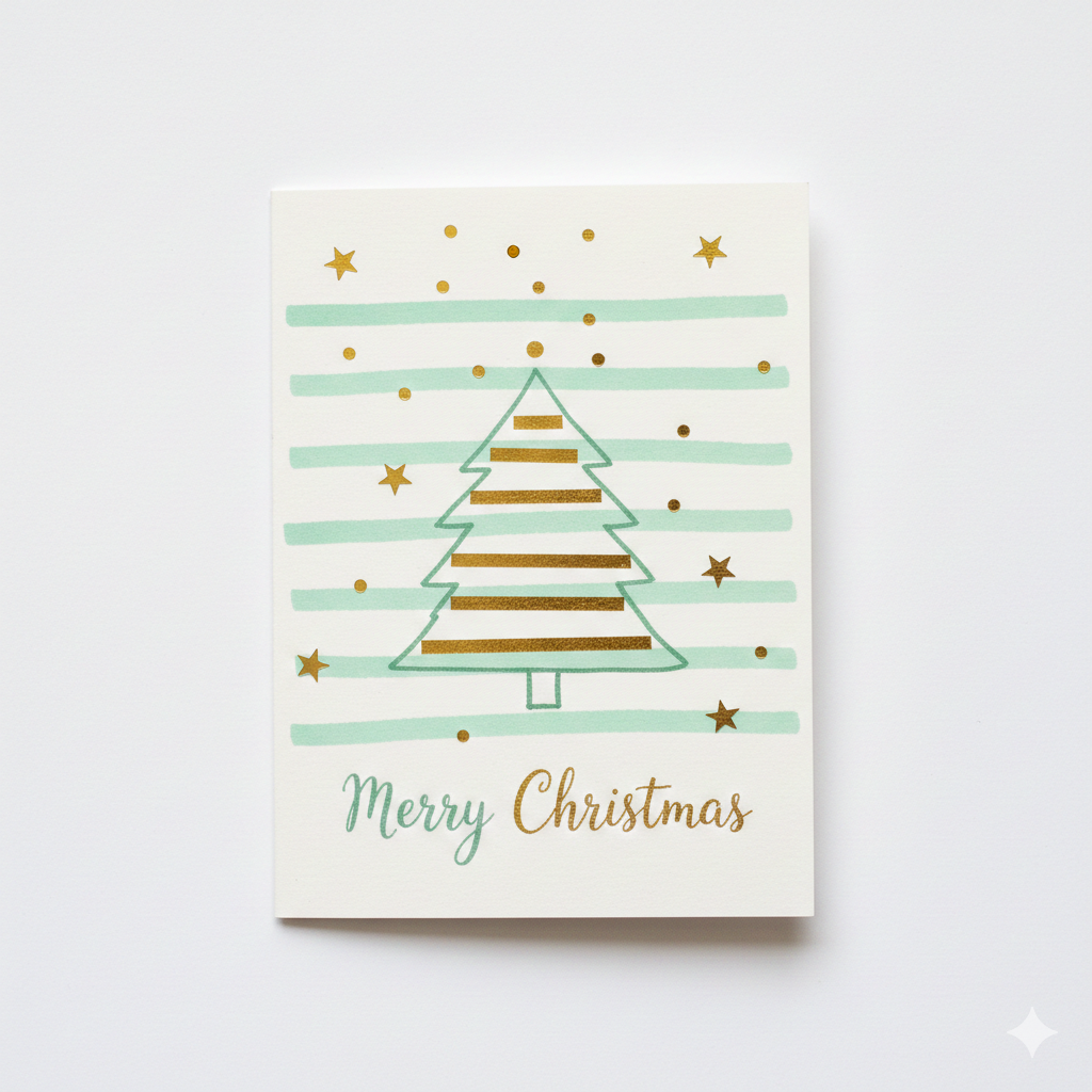 minimalist mint-and-gold card