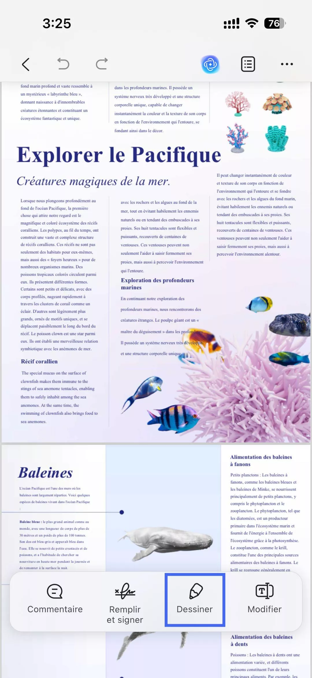 Appuyez sur le balisage dans updf pour iOS