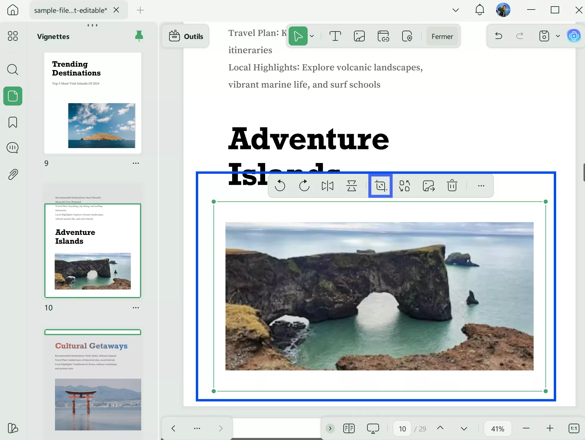 recadrer en cliquant