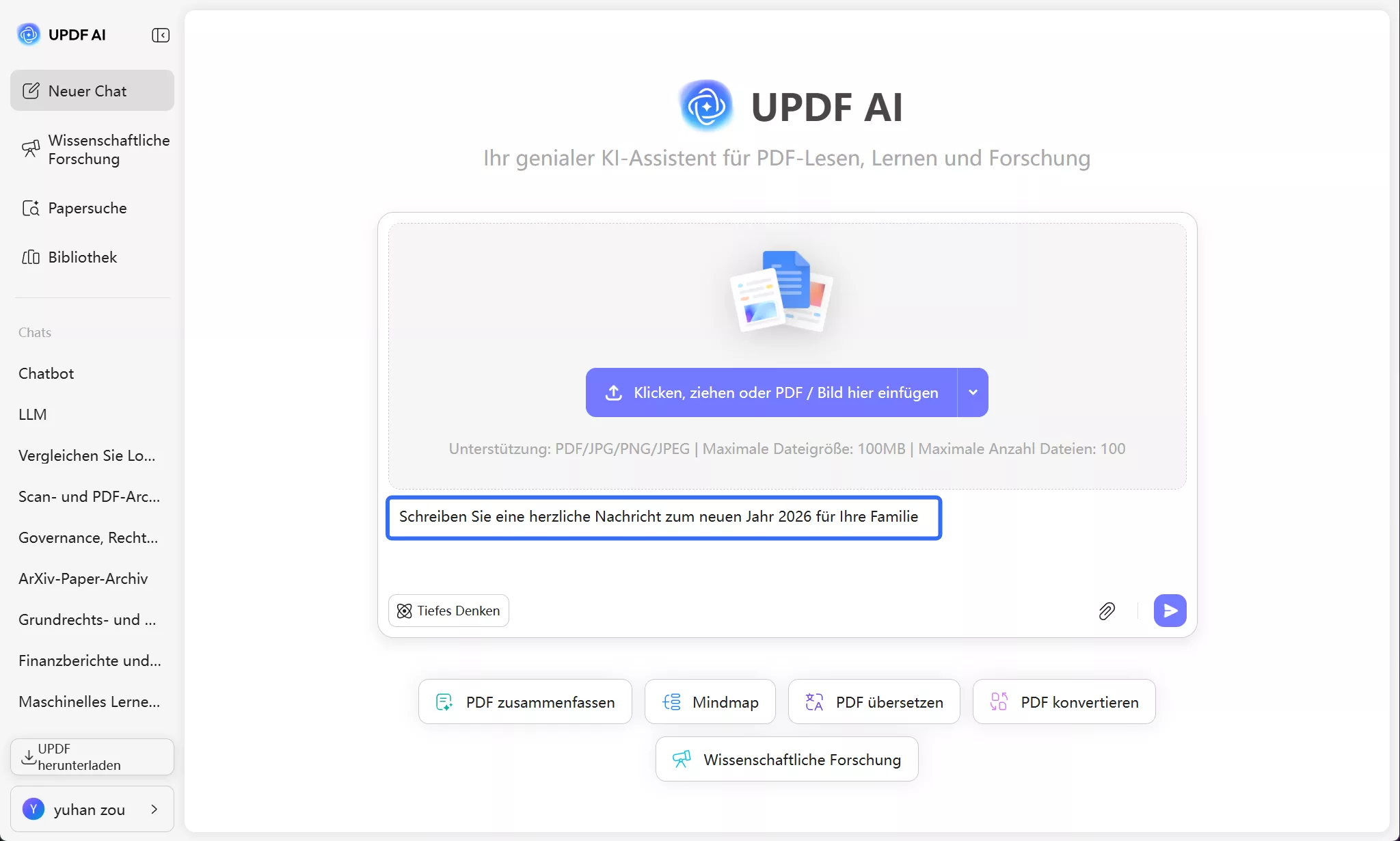 Eine Eingabeaufforderung in das Chatfeld eingeben