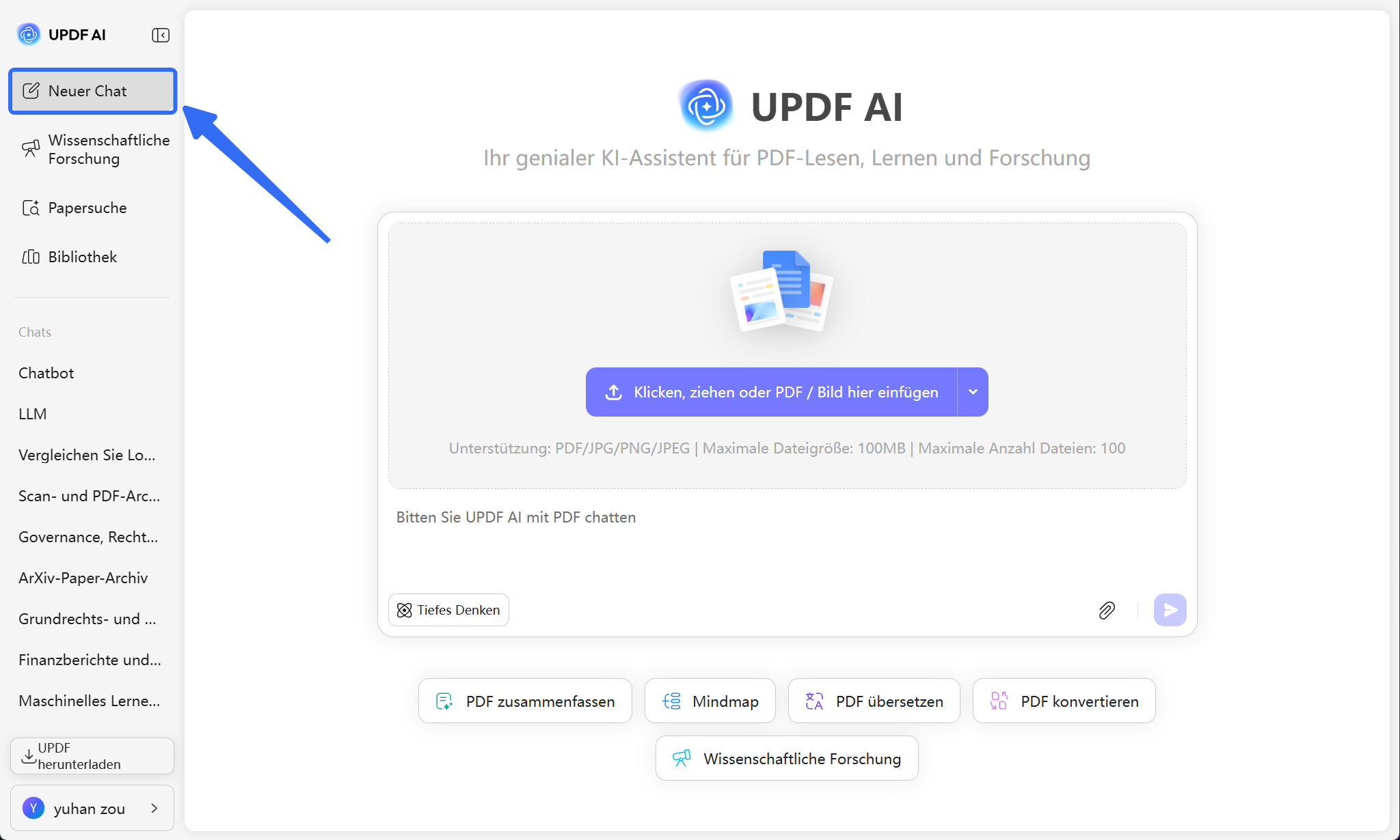 Klicken Sie auf die Schaltfläche „Chatbot“.