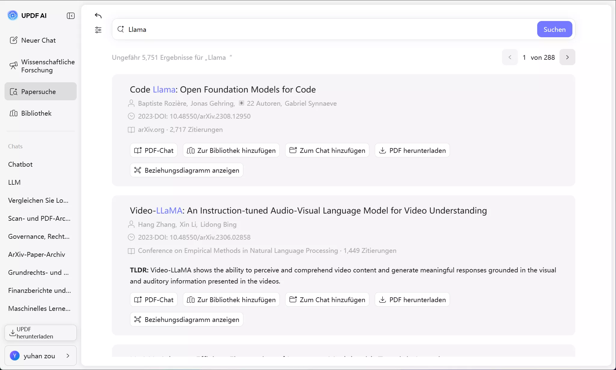 Suche nach wissenschaftlichen Arbeiten mit UPDF AI