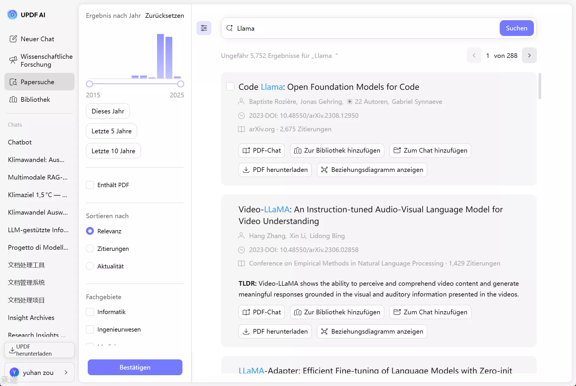 Papiersuchfunktion für das Internet