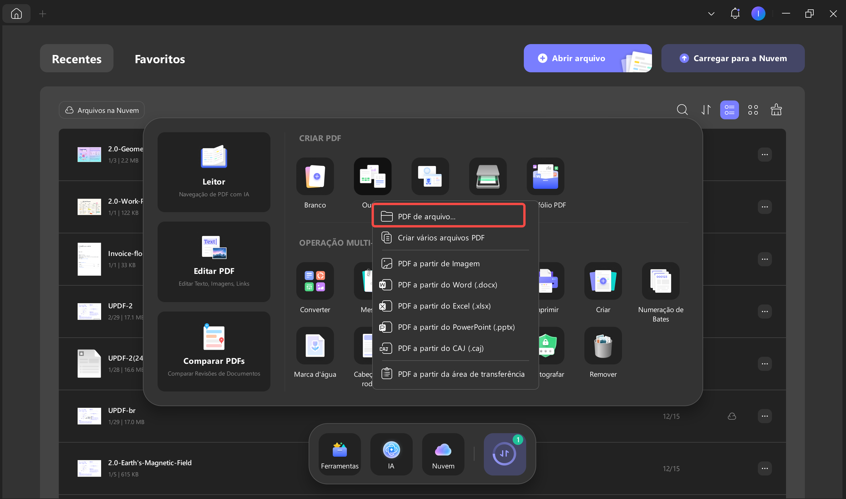 criar pdf a partir de um arquivo
