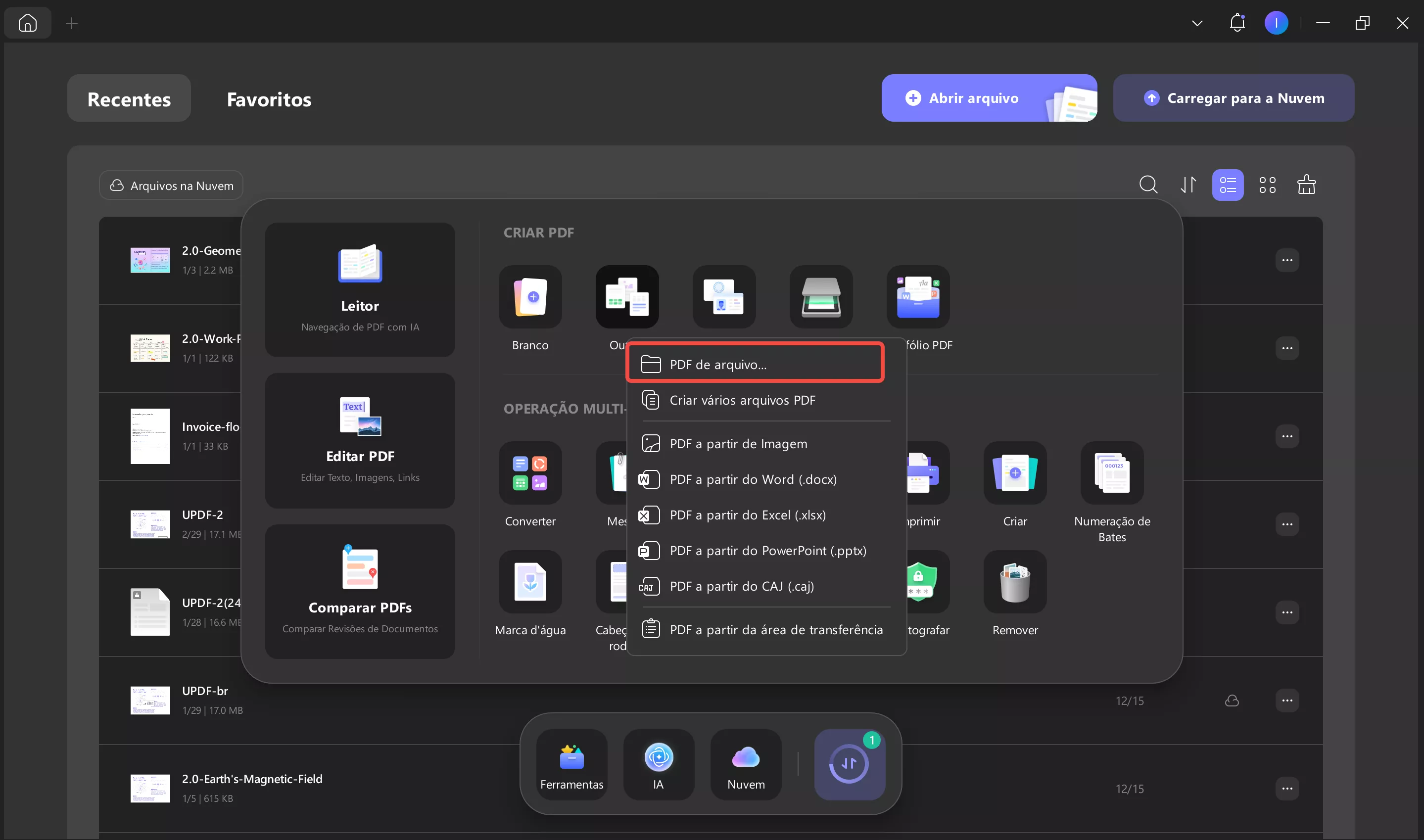 criar pdf a partir de um arquivo
