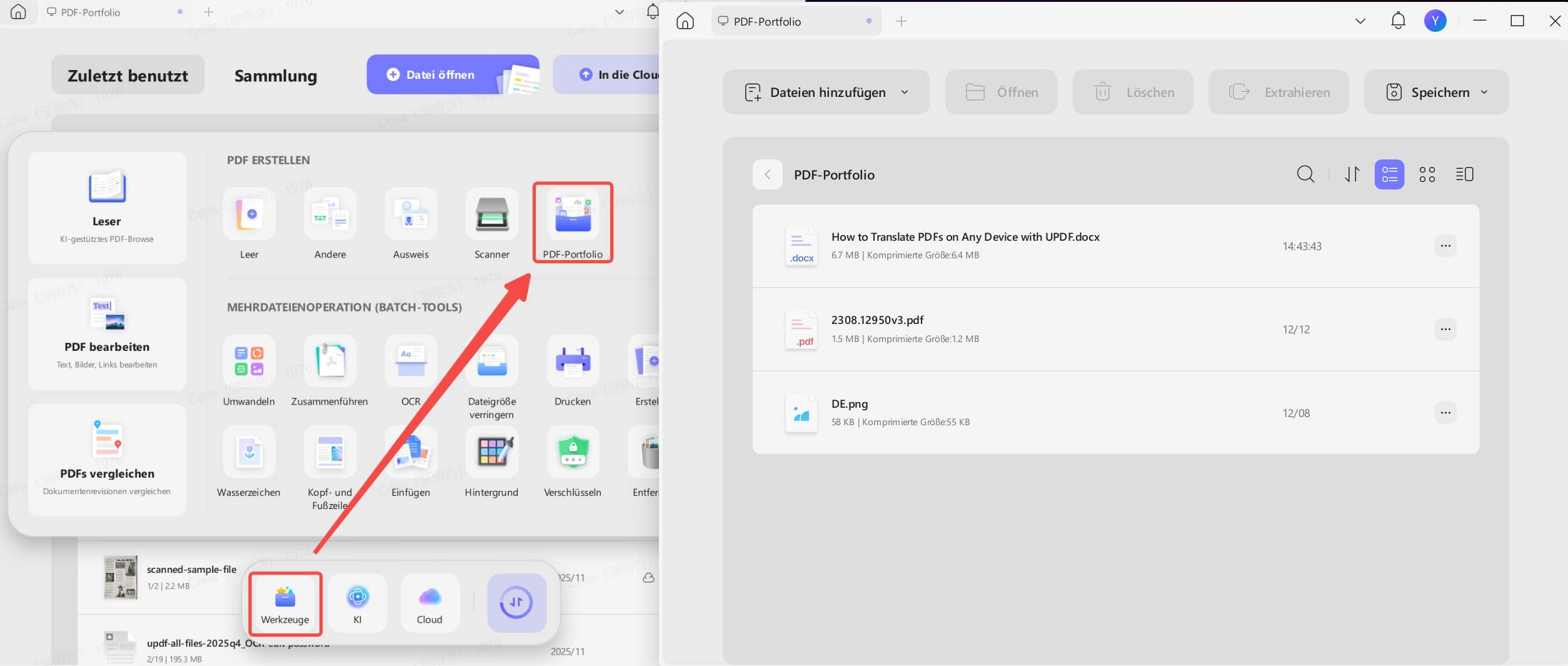 PDF-Portfolio in UPDF