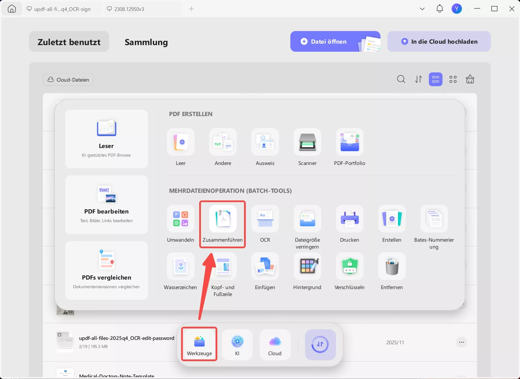 PDF zu Word stapelweise zusammenführen
